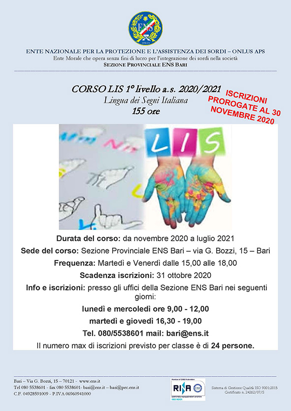  locandina corso LIS 2 2020 2021